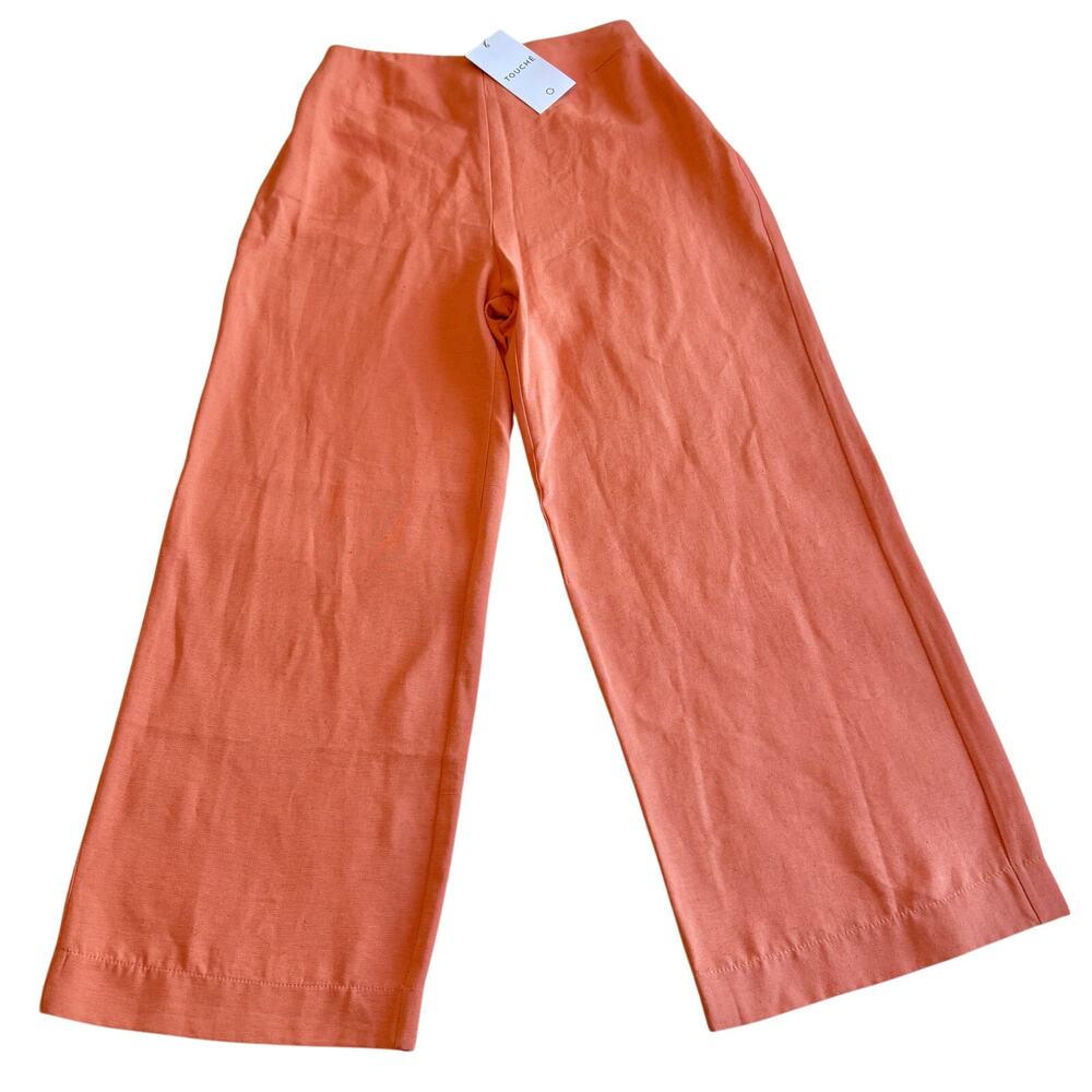 NWT Touché Prive PEACH Reagan Linen Trousers WOMEN SIZE 40 Reg Price $74